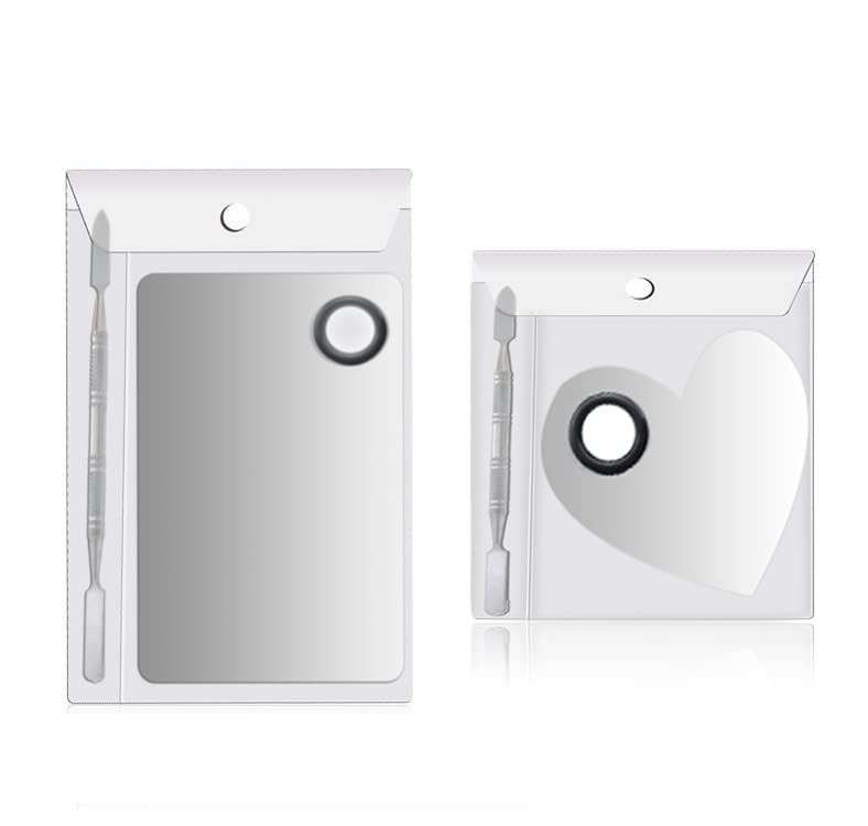 2 Pack Makeup Palette,Stainless Steel Cosmetic Mixing Palette with Spatula Tool for Foundation Nail Art Eyeshadow, Silver