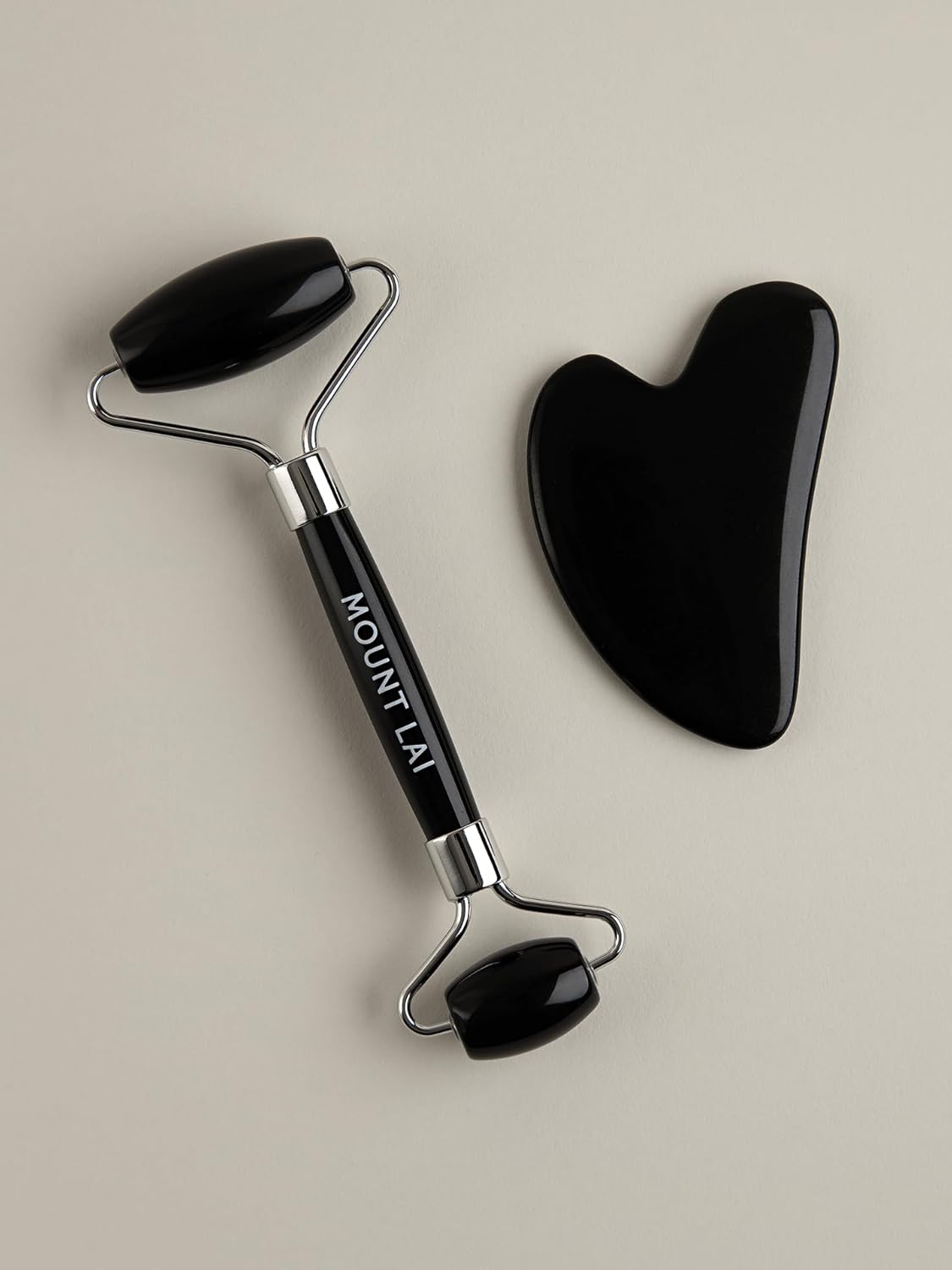 Mount Lai Obsidian Gua Sha Facial Tools, Black Obsidian Gua Sha Facial Tools Set and Roller, Guasha Tool for Face to Relieve Muscle Tension and Reduce Puffiness, Anti Aging Skin Care Sets for Women