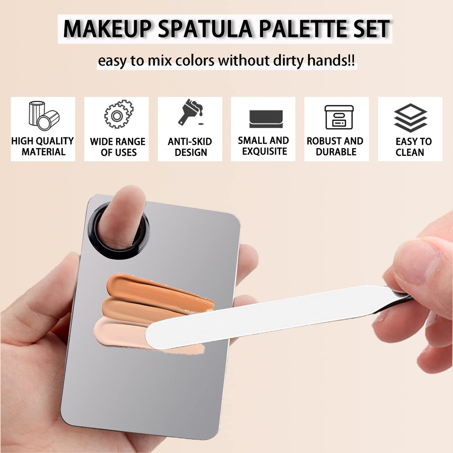 Picasso Makeup Spatula,Foundation Spatula,Foundation Palette,Make Up Spatula Tool,Mixing Nail Art Palette Beauty Skincare Cosmetic Spatula Makeup Tools,(Spatula+Palette+2 Pcs Powder Puff)