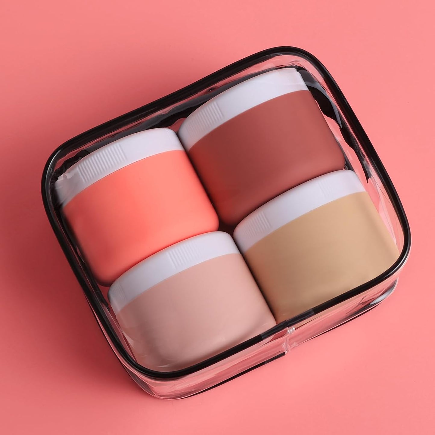 Travel Containers for Toiletries, Silicone Cream Jars BPA-Free, Leak-proof 3oz Travel Size Containers, Portable Size Silicone Jars with Lid for Cosmetic Face Hand Body Cream (4 Pack)