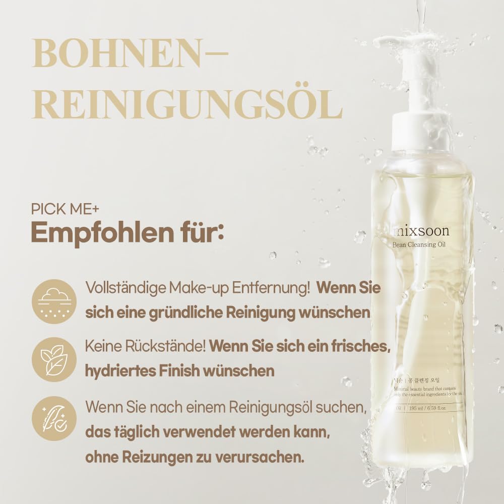 mixsoon Bean Cleansing Oil 6.59 fl oz / 195ml Lightweight Oil Cleanser Make up Remover for daily skin care routine Korean Glass Skin Care