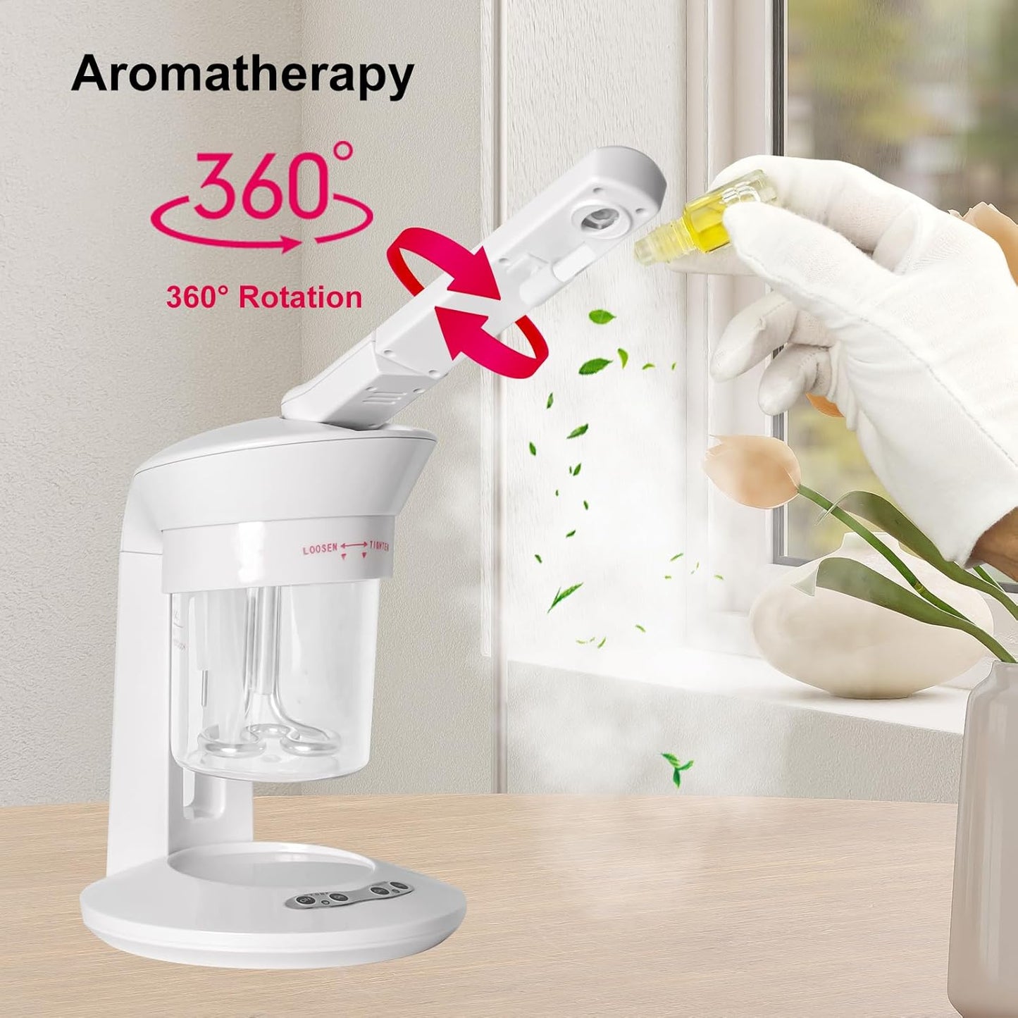 Hair Steamer, 2 in 1 Hair and Face Steamer for Natural Hair with UV Ozone, Hair Humidifier Moisturising Hydration System Sprayer for Personal Care Use at Home Salon and Salon SPA White