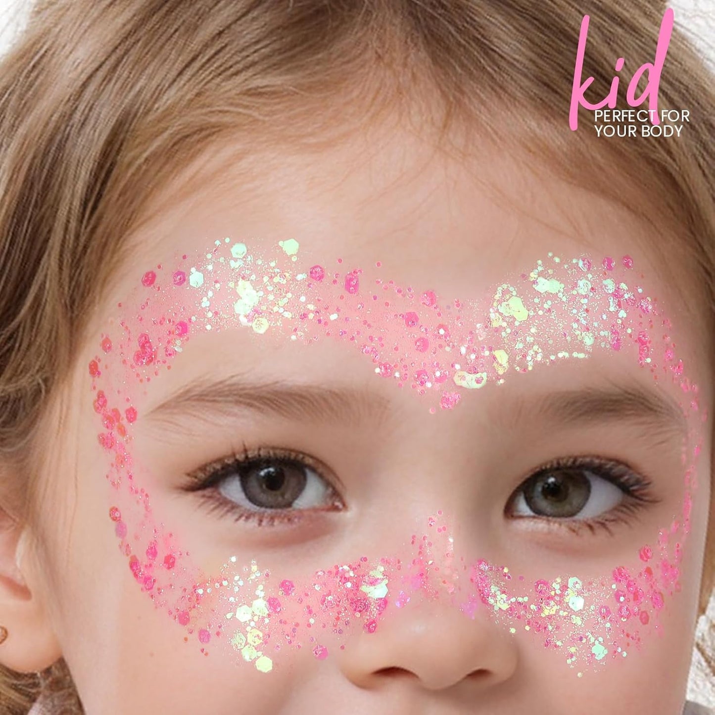 Teenitor Face Glitter, Pink Body Glitter Gel, Hair Glitter Gel, 80g/2.8oz Holographic Rave Glitter for Face and Body