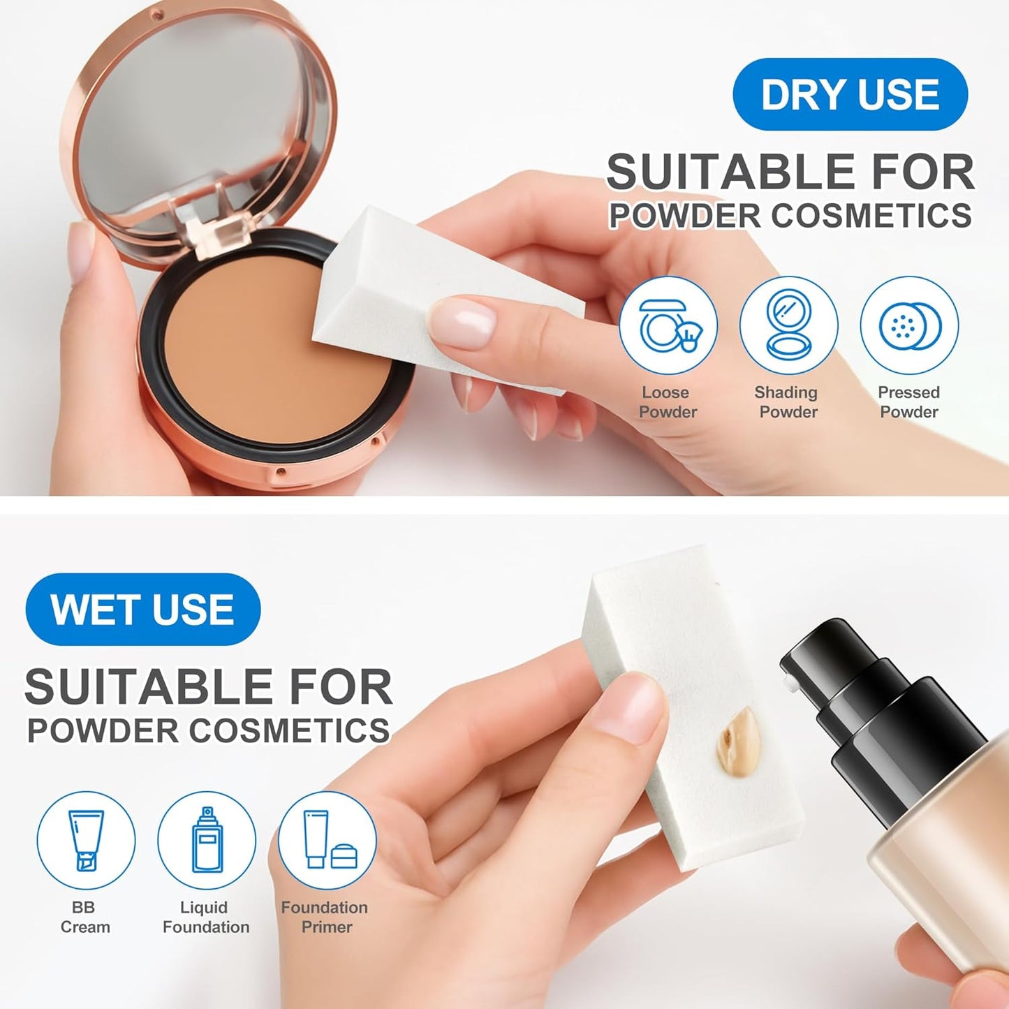 120 Count Makeup Sponges Triangle Cosmetic Wedges for Foundation Blending, Nail Art, Crafts, Painting (White)