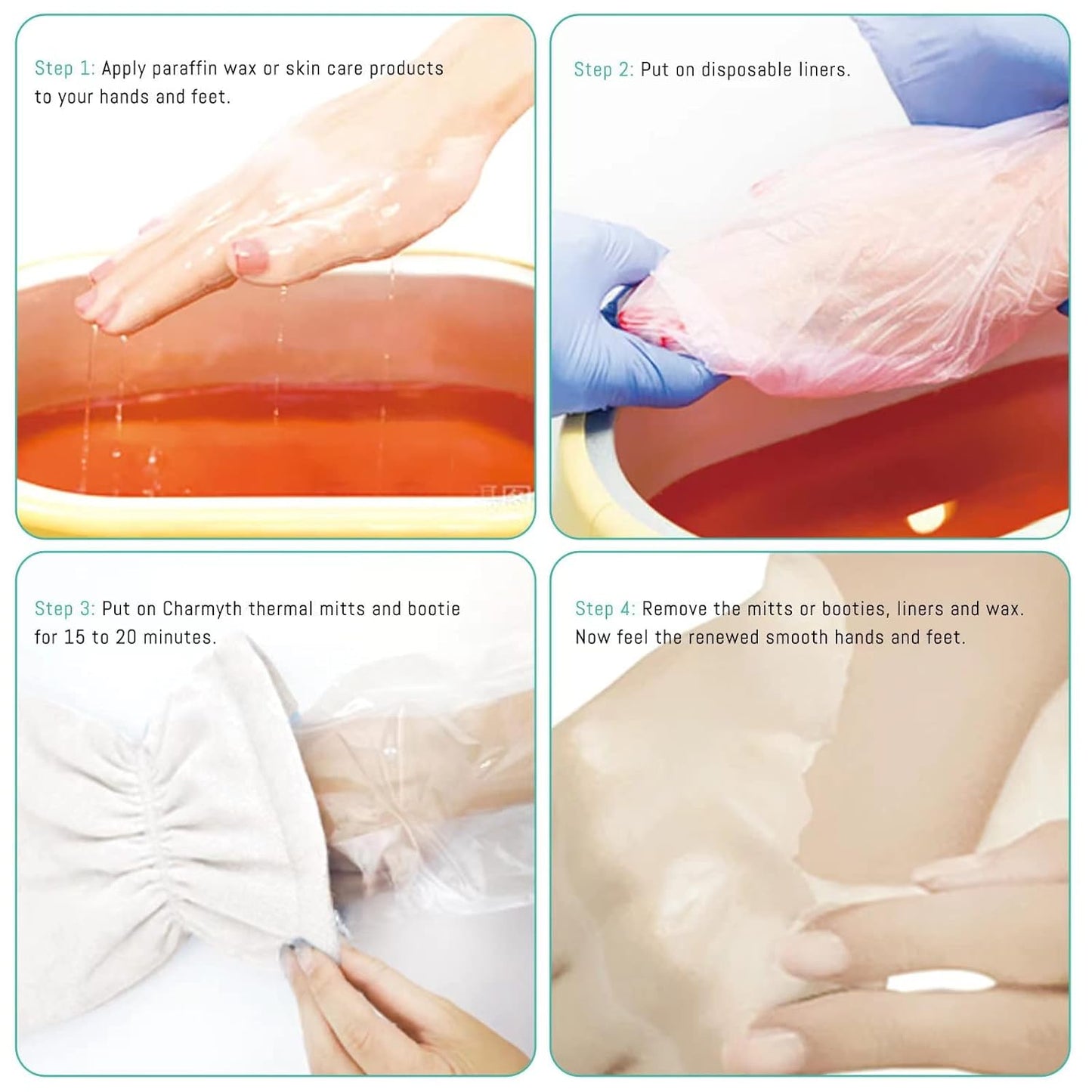 Paraffin Wax Bath Terry Cloth Gloves & Foot Liners, Paraffin Wax Machine Heated SPA Mittens Foot Liners, Thick Heat Hand Feet Treatment Insulated Mitt Spa Feet Cover Great for Men Women (White)