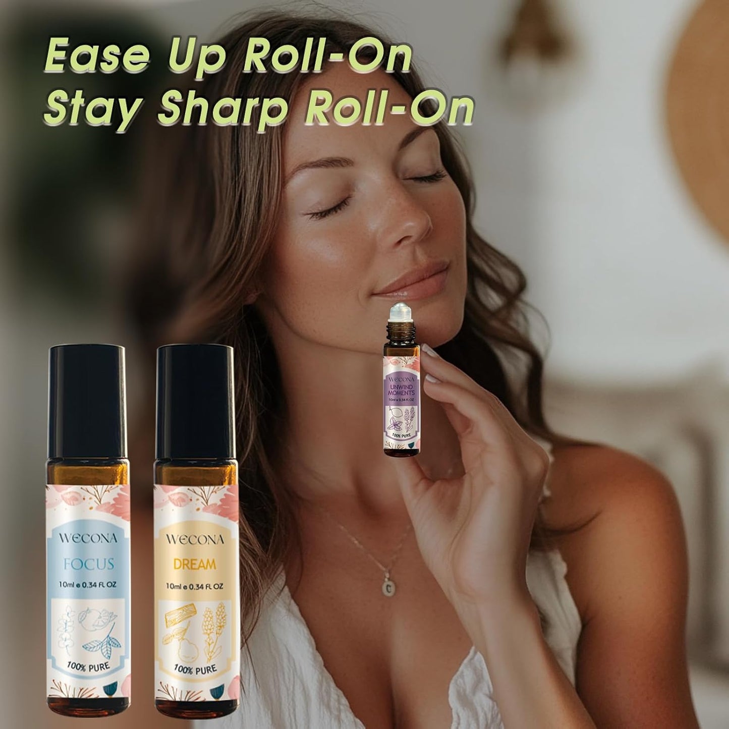 Aromatherapy Essential Oil Roll-On Set ā 6x10ml Essential Oil Blends with Roller Bottles, Portable Essential Oils for Diffusers for Home,Relaxing Gift for Women & Men