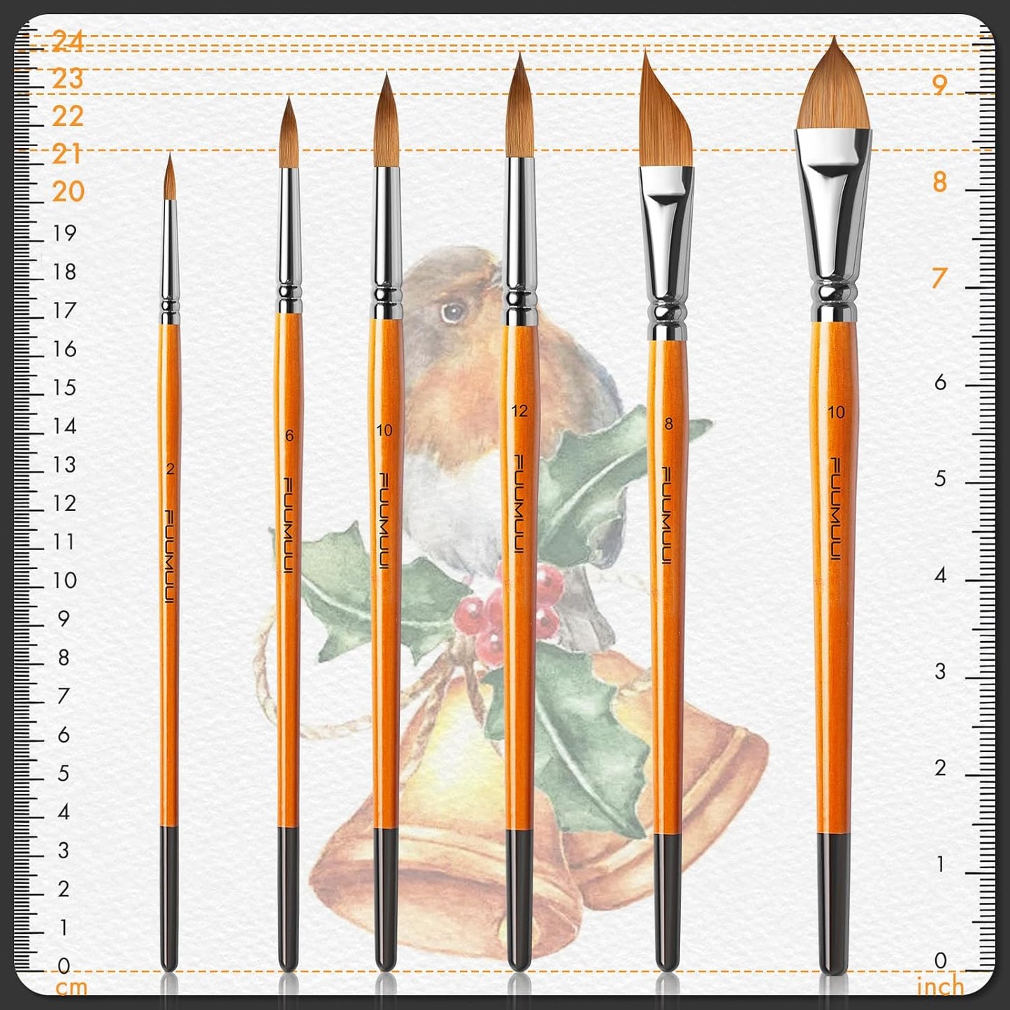 Sable Watercolor Brushes Kolinsky Watercolor Paint Brushes for Artists Professional 6pcs - Pointed Rounds Cat Tongue Oval Wash Dagger for Watercolor Acrylics Inks Gouache Painting