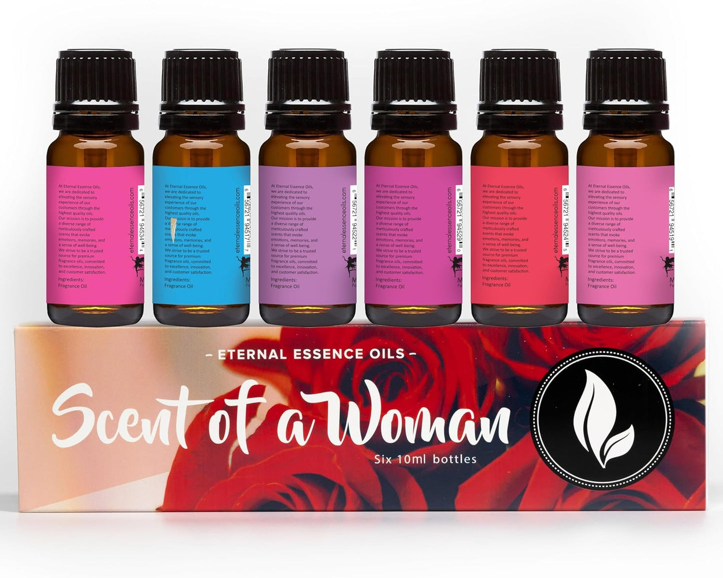 Eternal Essence Oils Scent of a Woman Set of 6 Premium Fragrance Oils - Includes Guava Colada, Twilight Woods, Bali Mango, Passion Fruit & Guava, Juniper Breeze, and Love Spell Scented Oils - 10ML