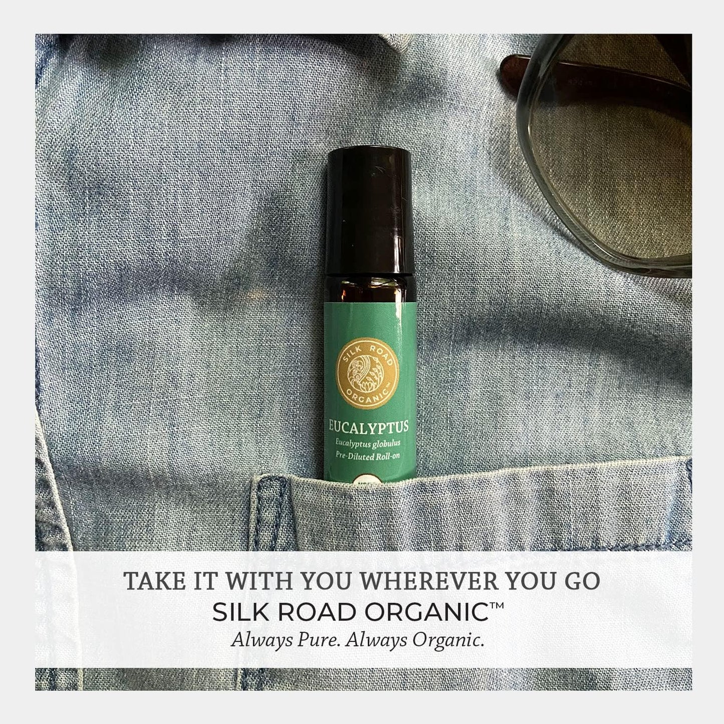 Silk Road Organic Eucalyptus Essential Oil Roll On, 100% Pure USDA Certified - Respiratory Health, Colds, Cough, Sinus & Allergy Congestion - 10 ml Roller - Always Pure, Always Organic