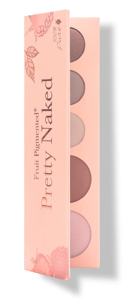 100% PURE Pretty Naked Makeup Palette All in One Compact 3 Eyeshadow, Blush, Face Highlighter, Fruit Pigmented Natural Nude, Neutral Looks for All Skin Types - Vegan (Soft, Neutral Tones)
