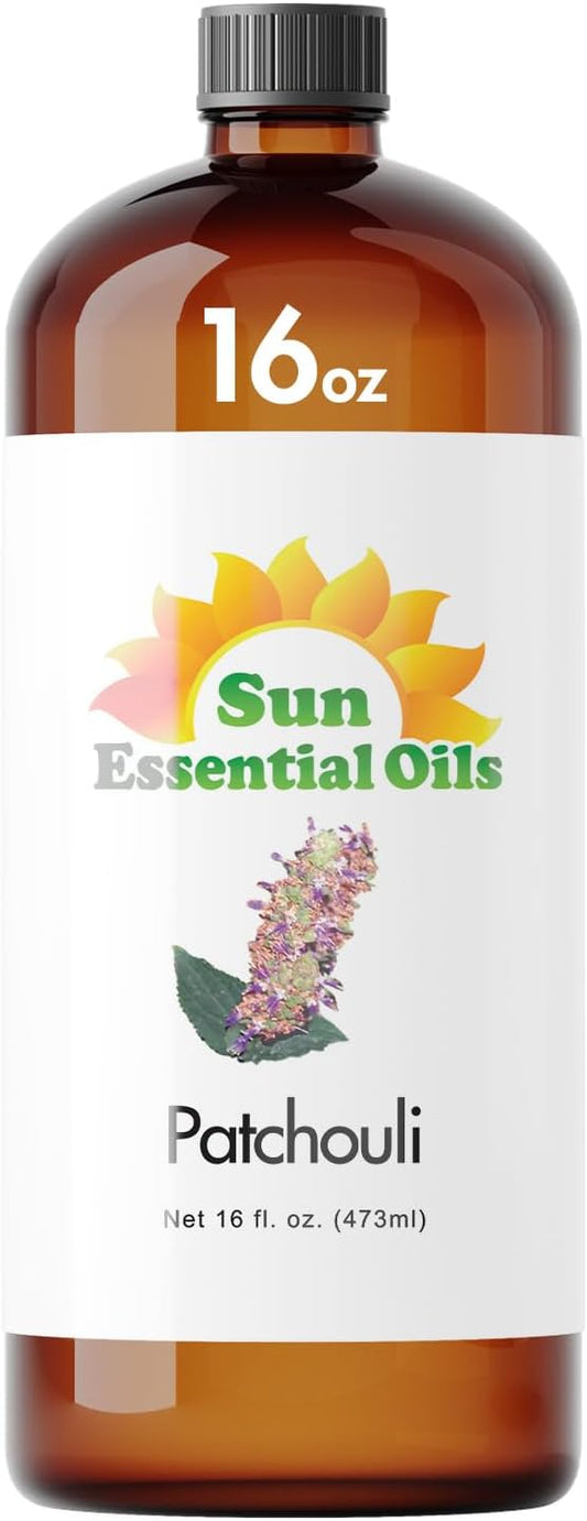 Sun Essential Oils - Patchouli Essential Oil 16oz for Aromatherapy, Diffuser, Enhance Mood, Hair Care - Patchouli Oil