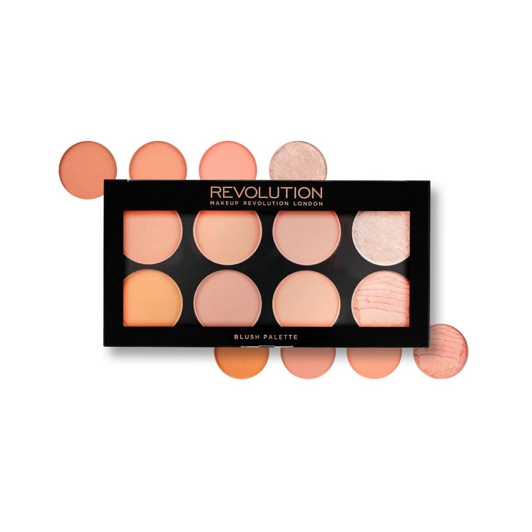 Makeup Revolution Ultra Blush Makeup Palette, Bronzer & Highlighter Makeup, Includes 8 Shades, Gluten free, Vegan & Cruelty Free, Hot Spice, 13g