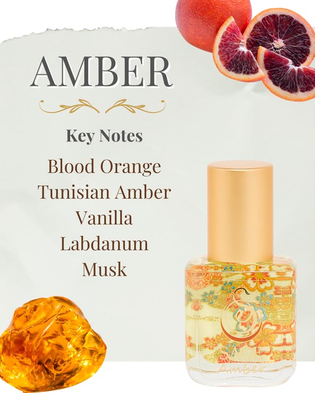 Amber Organic Perfume Oil Extract Roll-On by Sage- 1/4 oz, Vegan & Cruelty-Free, Earthy Scent, Amber, Blood Orange, Musk - Made in USA