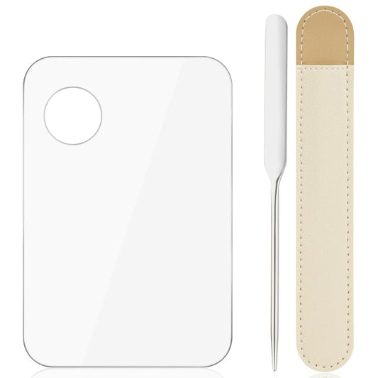 Acrylic Cosmetic Makeup Palette, 3PCS Makeup Mixing Palette With Spatula Makeup Artist Tool, Professional Cosmetic Mixing Makeup Palette For Mixing Eye Shadow/Eyelash/Nail Art/Foundation