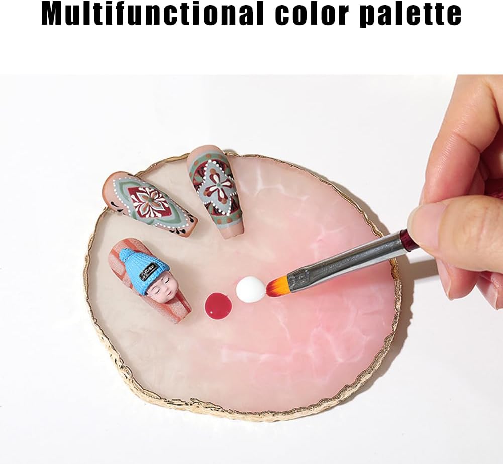 2 Pack Nail Art Palette Makeup Foundation Mixing Palette Holder Golden Edge Professional Cosmetic Nail Art Tools for Women and Girls Nail Polish Liquid Lipstick Concealer