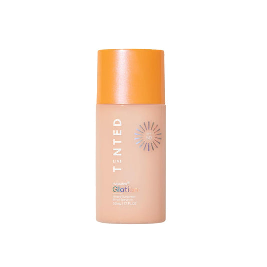 Live Tinted Hueguard Glotion Mineral Tinted Sunscreen For Face SPF 50 – Lightweight Fragrance-Free Sunscreen – Clean & Vegan Primer With SPF - Light Medium .5 FL Oz