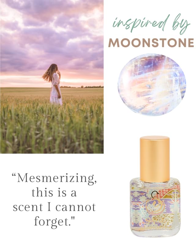 Moonstone Organic Perfume Oil Extract Roll-On by Sage- 1/4 oz, Vegan & Cruelty-Free, Floral Scent, Gardenia, Paperwhites, Stargazer Lily - Made in USA