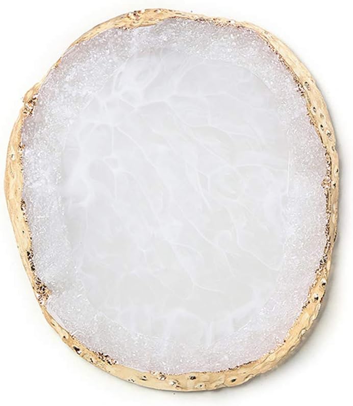 1pc White Golden Edge Resin Nail Art Palettes Nail Mixing Palette Polish Color Mixing Plate Nail Holder Display Cosmetic Mixing Tools Makeup Palette Tray Accessories (white)