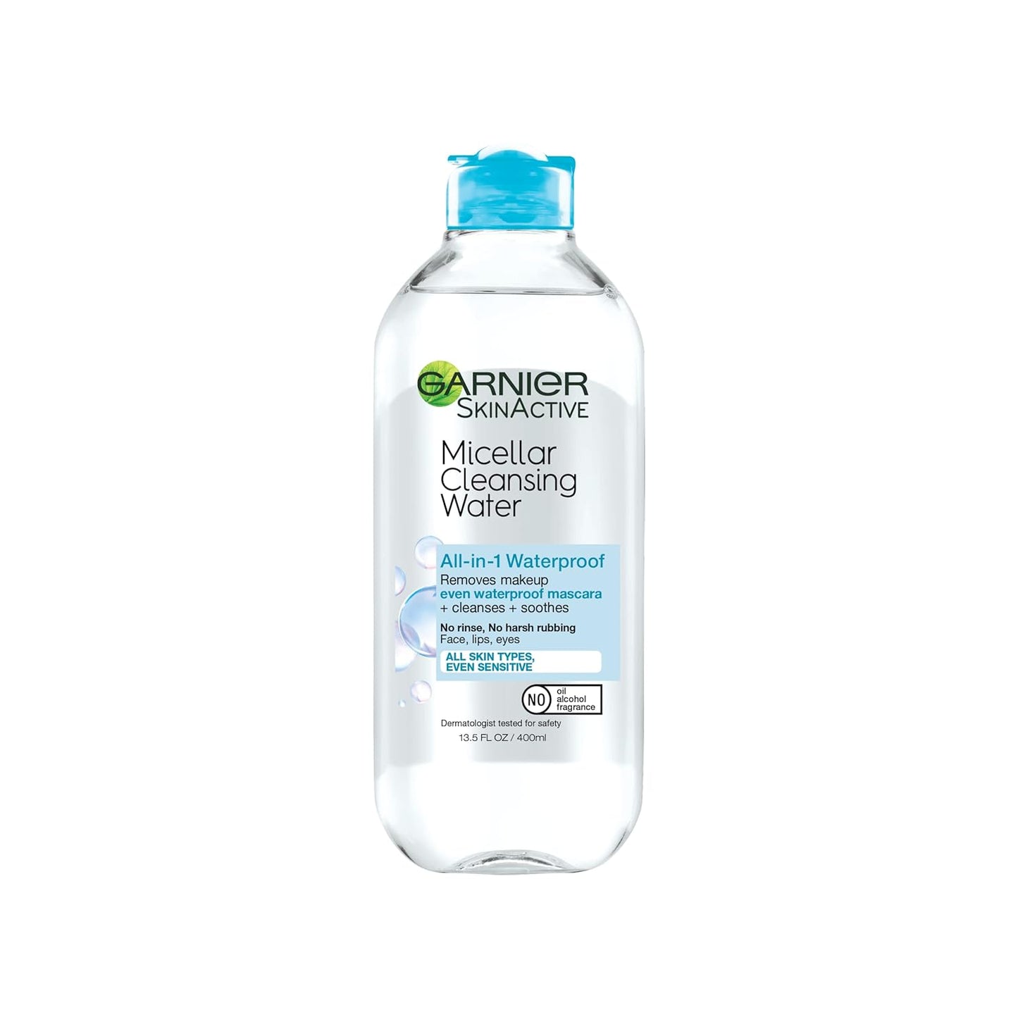 Garnier Micellar Water For Waterproof Makeup, Hydrating Facial Cleanser & Makeup Remover, Suitable for Sensitive Skin, Vegan, Cruelty Free, 13.5 Fl Oz (400mL), 1 Count