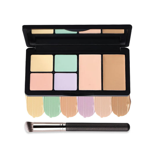 Color Corrector Palette Concealer Contour Palette Natural Brighten Long Lasting Highlighter Correcting Concealer Cream Foundation Palette For Flawless Skin Tone (Set A + Brush #270)
