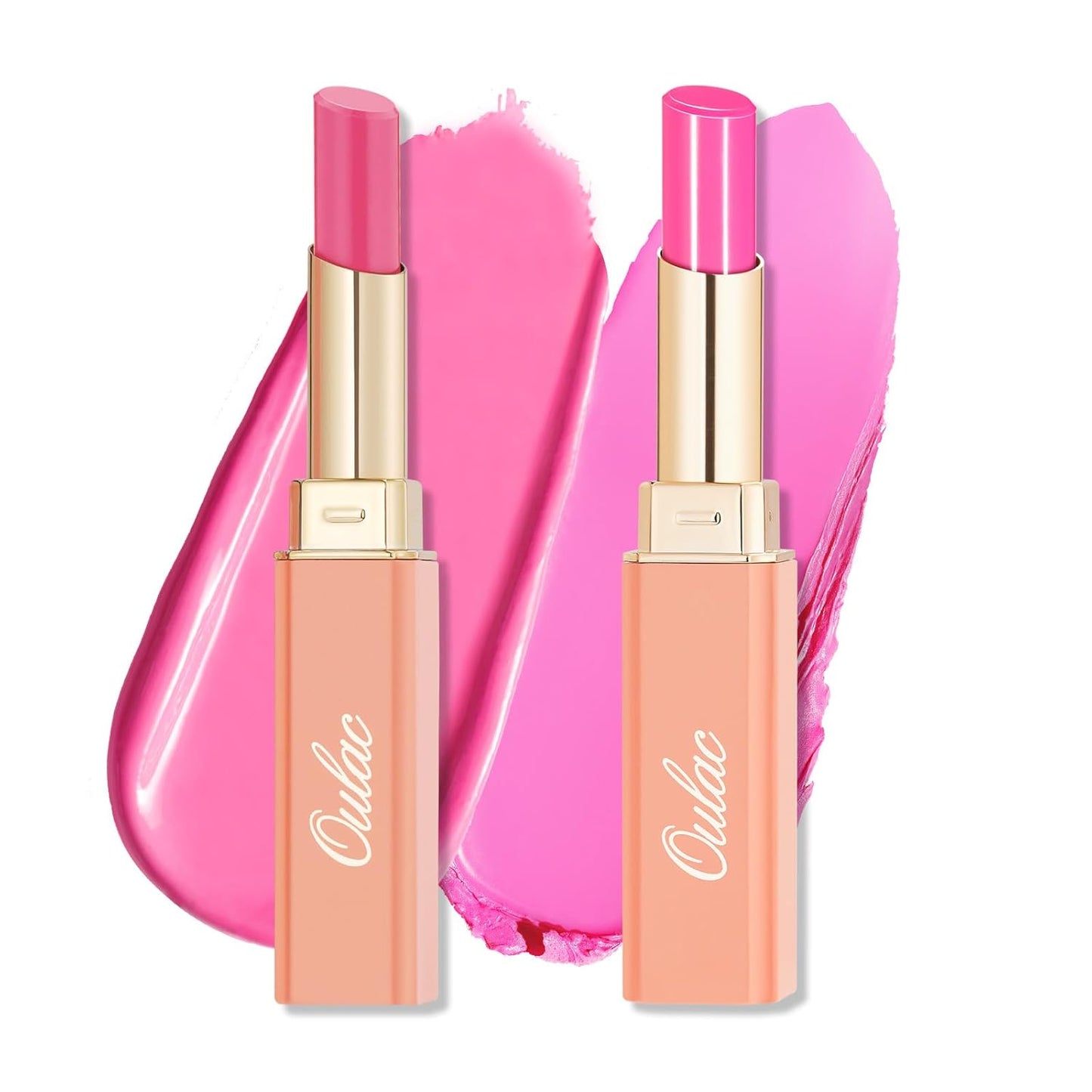 Oulac Moisturizing Shine Lipstick For Women Christmas Set 2PCS, 2 in 1 Tinted Lip Balm for Winter, Hydrated Juicy and Glossy Lip Color for Dry, Cracked and Chapped Lips, Vegan [06+15]