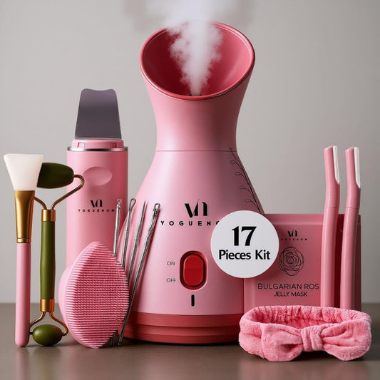 Facial Steamer Spa Kit with Complimentary 17 Skin Care Tools | Face Steamer for Facial Deep Cleaning with Towel Warmer & Humidifier Mode| Self Care Gifts for Women, Spa Gifts, Birthday Gifts for Women