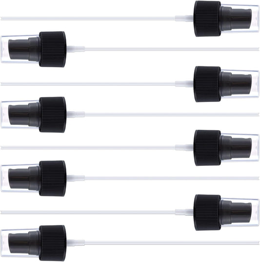 8pcs Sprayer Top Caps, Fine Mist Nozzle Replacement with 5.9" Dip Tube, 24/410 Plastic Sprayer Pump for Perfumes Cleaning Solution- Black