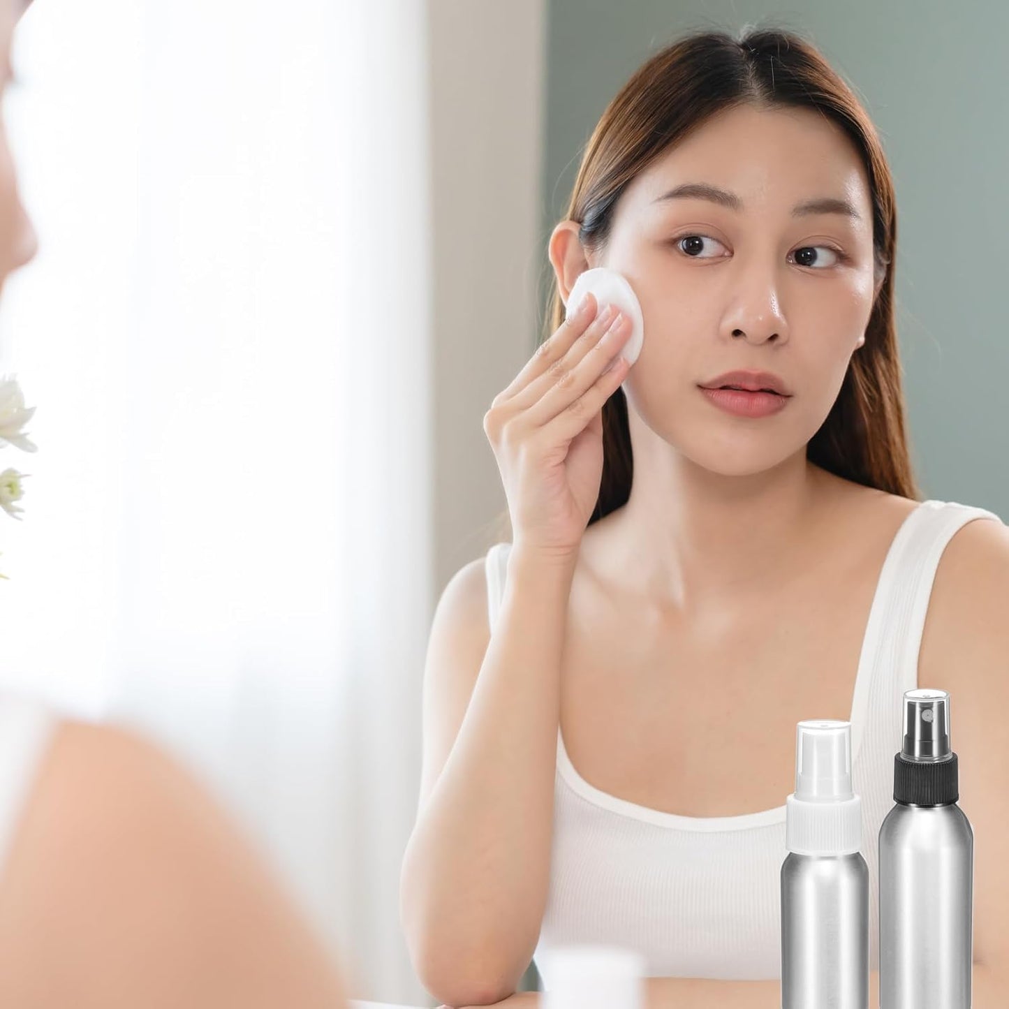 HARFINGTON Aluminum Fine Mist Spray Bottles 120ml/4oz Metal Small Liquid Alcohol Refillable Travel Container with White Plastic Nozzle Cap for Perfume Skincare Cosmetic Storage Bottle