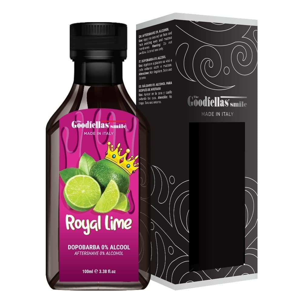 The Goodfellas' smile Alcohol-Free Soothing Aftershave Splash/Tonic, Made in Italy, 100 ml, 3.38 oz (ROYAL LIME/Zesty Sicilian Lime)