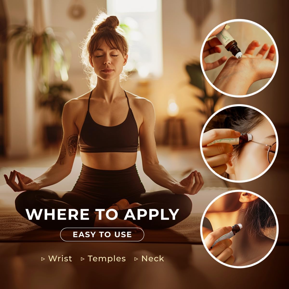 Gya Labs Citronella Essential Oil Roll on - 100% Pure Natural Citronella Oil Roller - Energizing Aromatherapy for Outdoor Protection, Travel Size (0.34 Fl Oz)