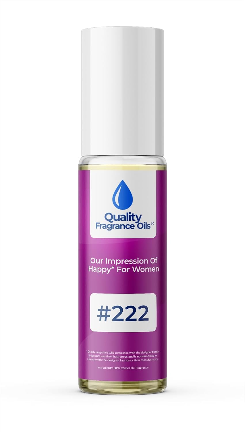 Quality Fragrance Oils' Happy for Women Impression #222 | Long-Lasting Perfume Oil, Alcohol-Free, Strong Scent, 10ml Roll-On | Affordable Alternative to Designer Fragrances