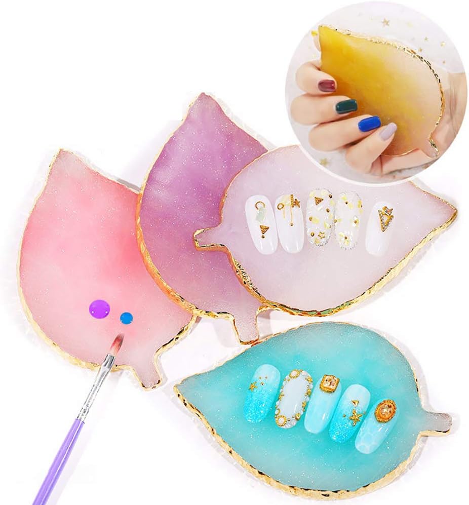 1 Pcs Leaf Resin Nail Art Palette Painting Makeup Palette Tray Cosmetic Nail Gel Polish Colors Mixing Pallet Yellow