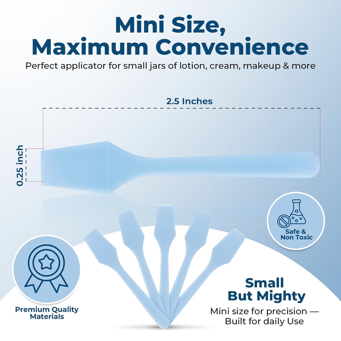 Mini Cosmetic Spatula (2.5”, 100 Pack) - Small Plastic Spatula for Skincare, Creams, & Crafts | Makeup Spatula or Multipurpose Mini Applicator for Mixing, Cosmetic, Face Mask | Sky Blue