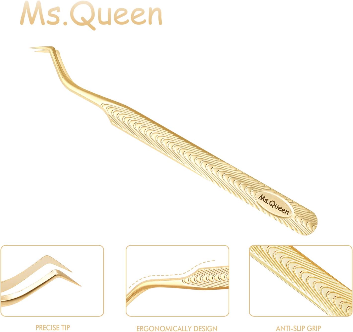 Ms.Queen Lash Tweezers for Eyelash Extension-Professional Lashing Tweezers for Mega Volume Mink Eyelashes Extensions Applying