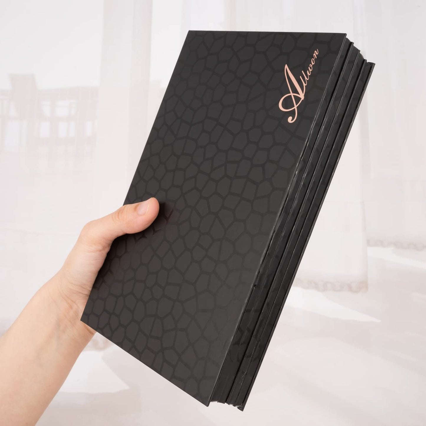 4-Layer Book Shaped Magnetic Palette Large Empty Makeup Palette Storage Box for Eyeshadow Lipstick Blush Powder (Black)