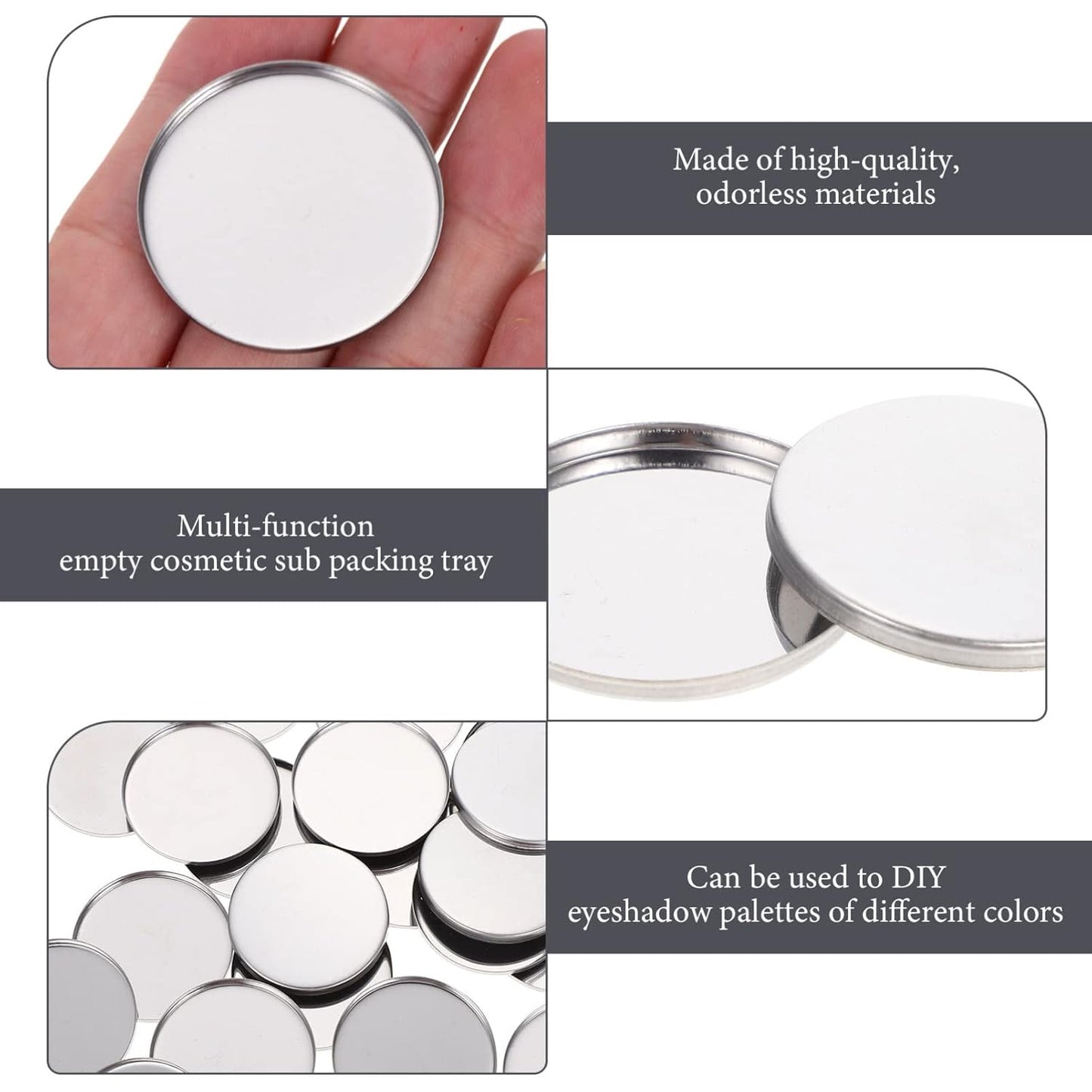 20pcs Metal Makeup Eyeshadow Jars Pan Palettes Tin Lipstick Foundation Single Holder Watercolor Eye Tray Steel Round Blush Pans Magnetic Cosmetic Plate Empty Pigment for