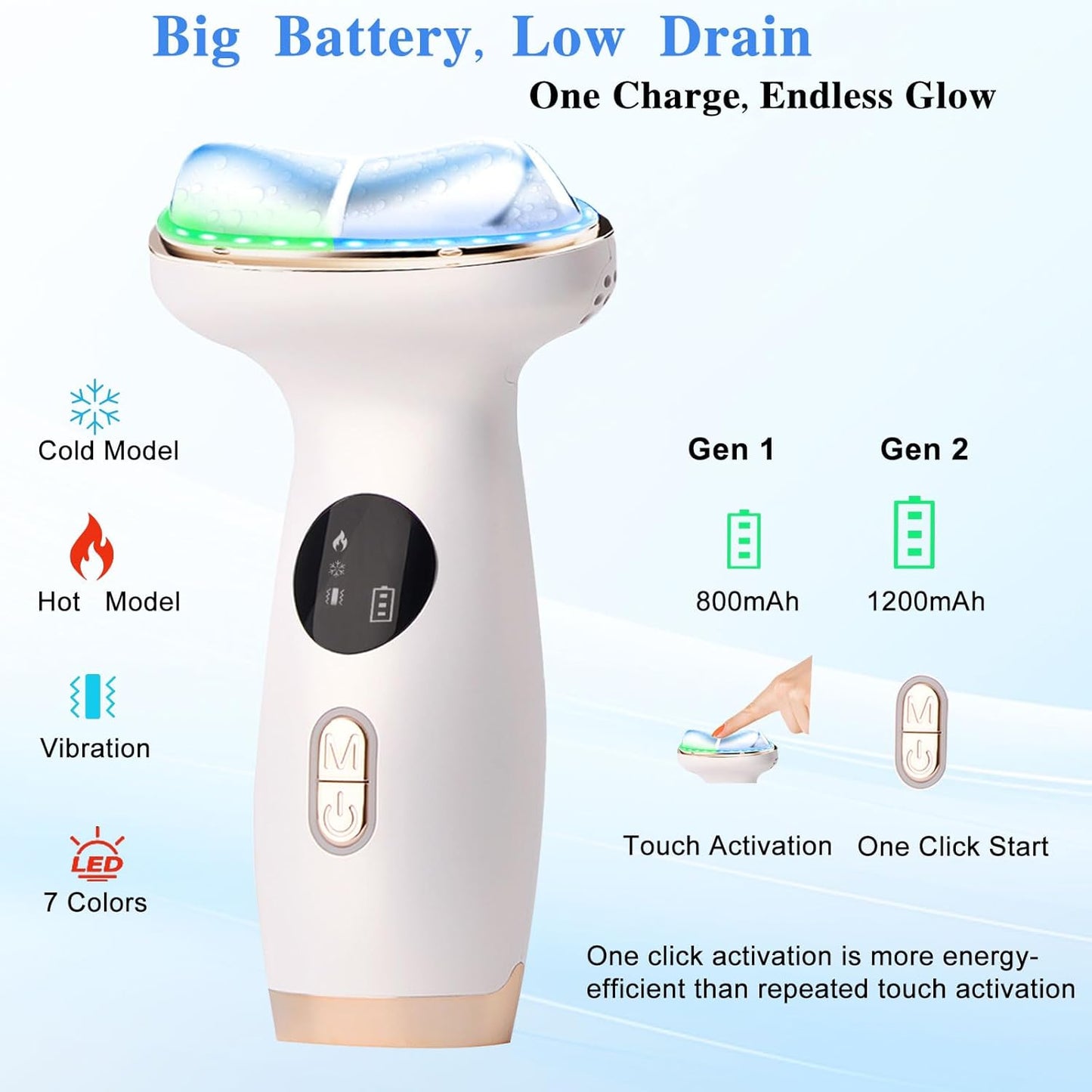 Cold Heat Facial Massager Red Light Therapy for Face Neck Eye Lifting Firming Depuffing,7-in-1 LED Facial Sculptor Skin Care,Cooling Electric gua sha Lift Device Reduce Forehead Frown Smile Line