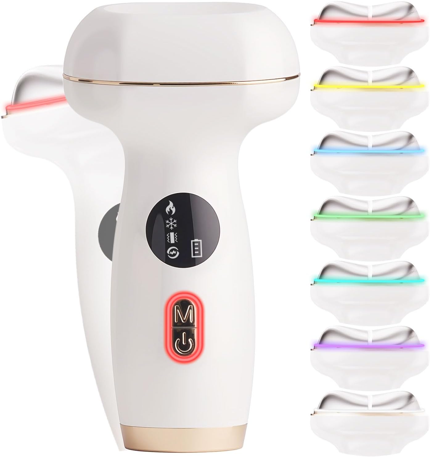 Microcurrent Facial Device with Red Light Therapy - 7-in-1 LED Sculptor & Cooling Gua Sha for Face Neck Eye Firming, Depuffing & Double Chin Reduction