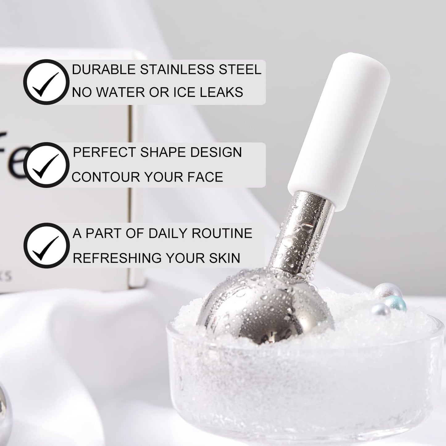 Ice Globes for Face & Eyes, Unbreakable Stainless Steel Cryo Sticks for Beauty Routines, Facials Cold Roller Cooling Globes for Puffiness, Wrinkles, Dark Circles, Headaches