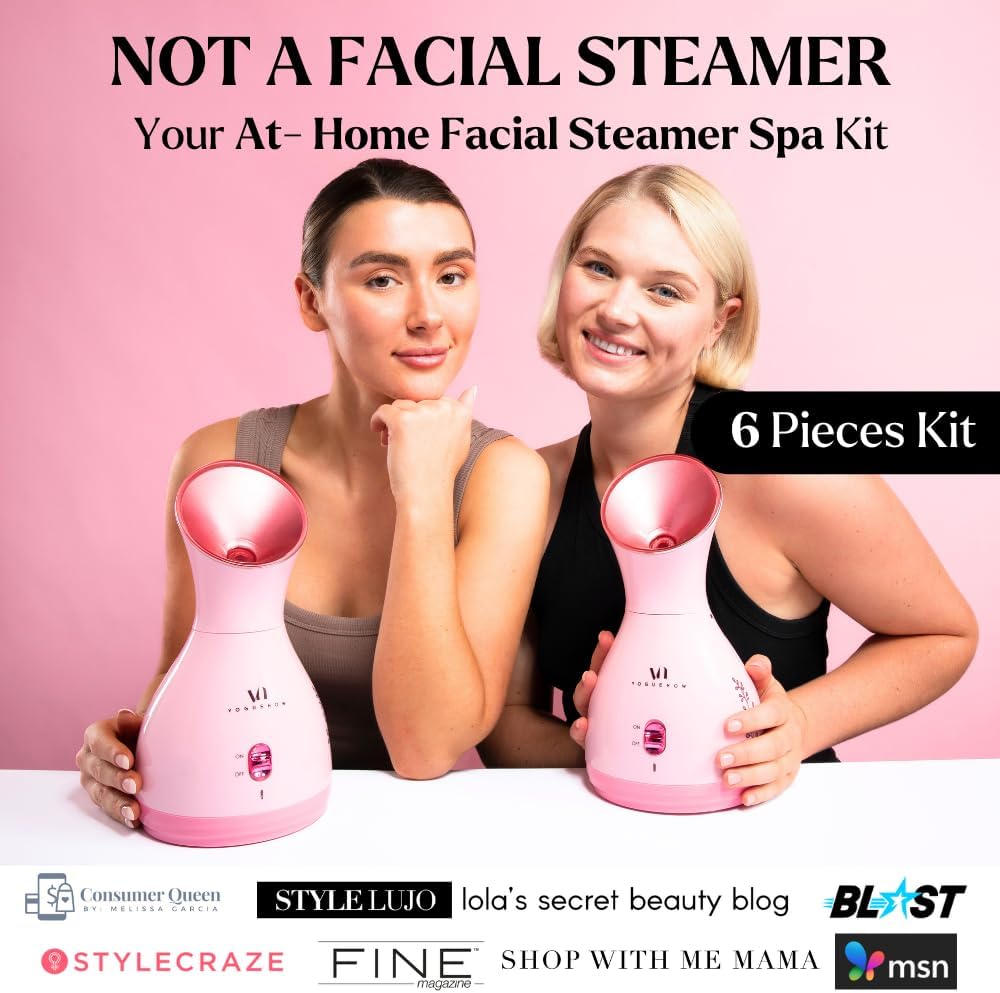 Facial Steamer Spa Kit with Complimentary 6 Skin Care Tools | Face Steamer for Facial Deep Cleaning with Towel Warmer & Humidifier Mode| Self Care Gifts for Women, Spa Gifts, Birthday Gifts for Women