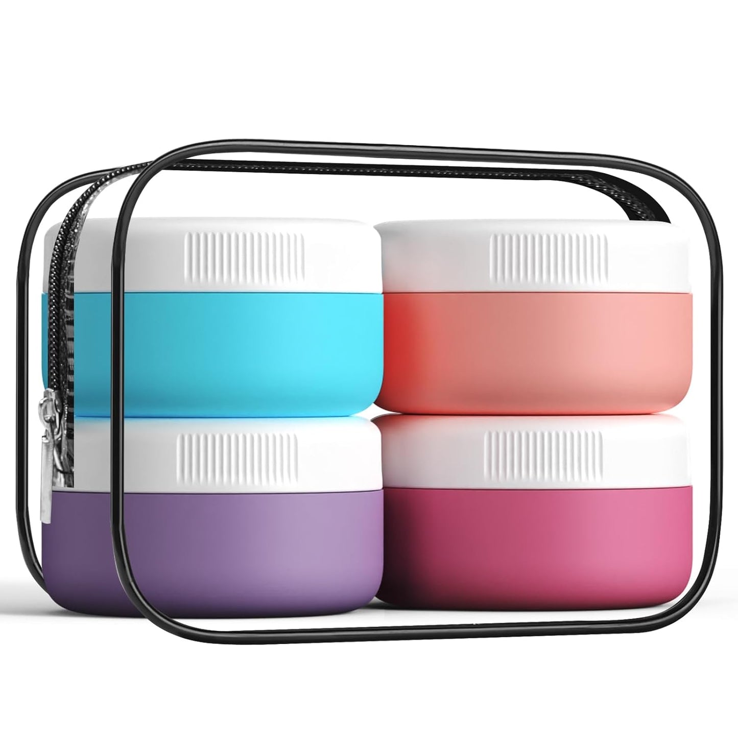 Travel Containers for Toiletries, Silicone Cream Jars BPA-Free, Leak-proof 1.35oz Travel Size Containers, Portable Size Silicone Jars with Lid for Cosmetic Face Hand Body Cream (4 Pack)