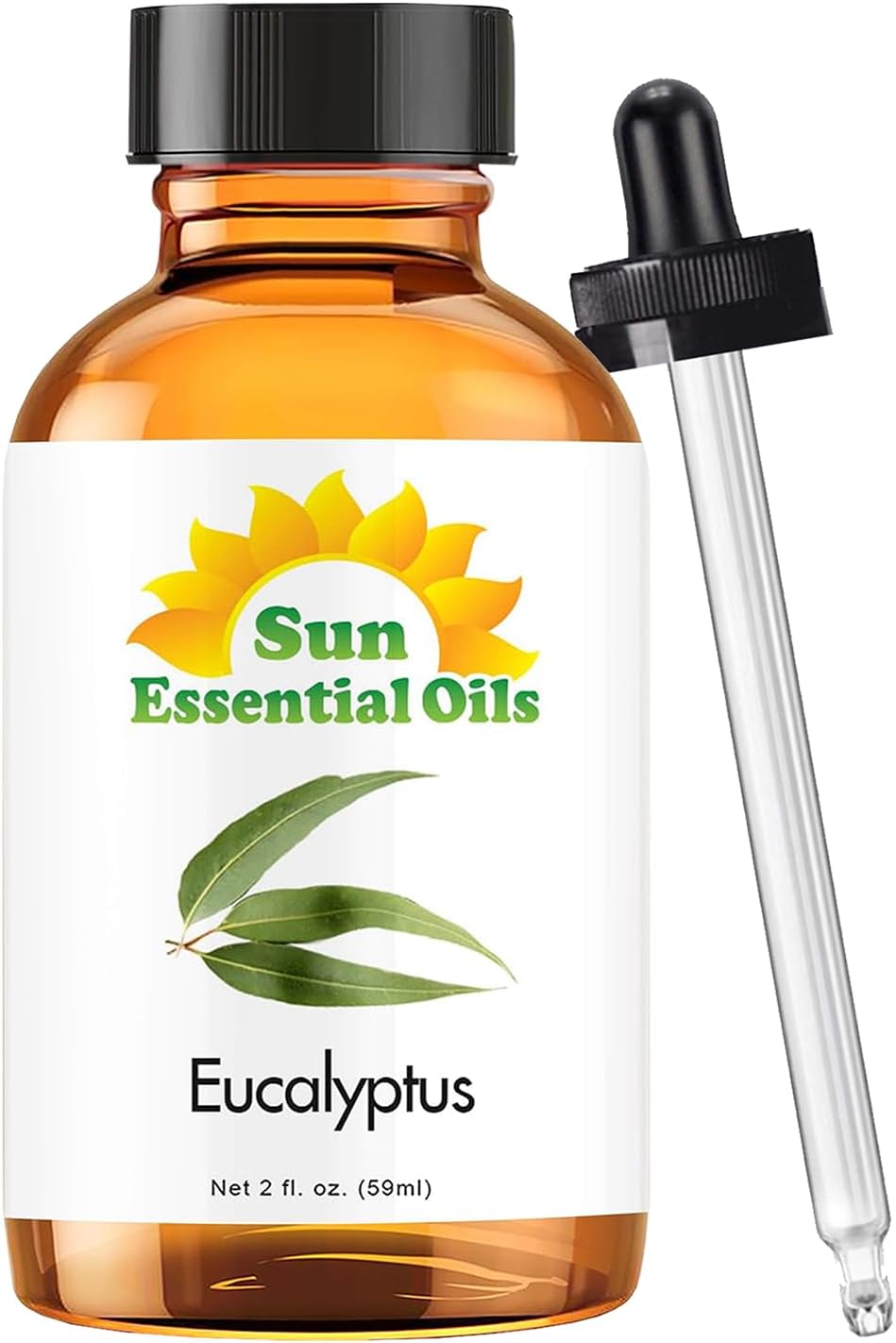 Sun Essentials Oils - 2 oz Eucalyptus Essential Oil with Dropper for Diffuser, Skin, Aromatherapy Massage, Humidifier, Scent for Candle, Lotion & Soap Making at Home, Fragrance for Room