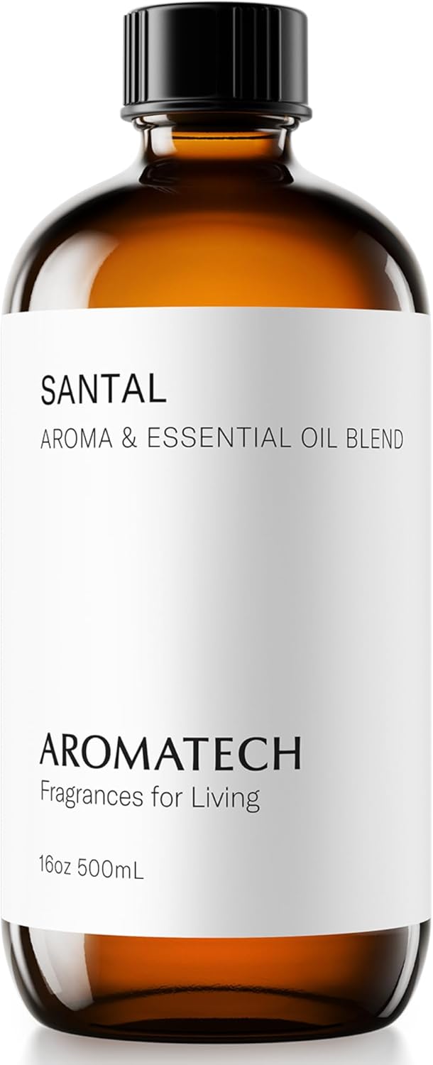 AromaTech Santal Aroma Essential Oil Blend: Luxury Hotel Inspired Aromatherapy with Amber, Vanilla, Cedar & Sandalwood for Ultrasonic Diffusers & Nebulizers - 16 fl oz, 500 ml