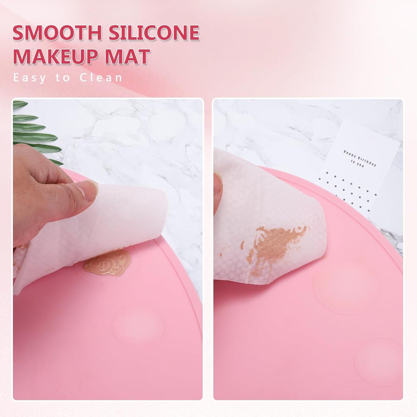 Makeup Palette, 3 in 1 Silicone Makeup Mat with Brush Cleaner and Vanity Protector Design for Mixing Foundation Eye Shadow Nail Art Gel, Cosmetic Brush Washing, Easy to Clean, Pink