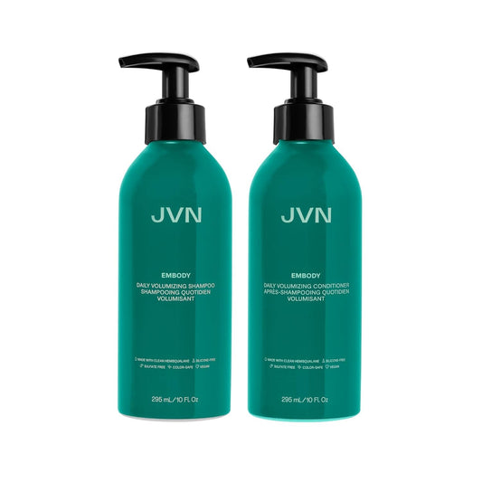JVN Embody Volumizing Shampoo & Conditioner Bundle (20 Fl Oz), Clean, Embody Collection, All Hair Types, Adds Fullness and Restores Shine, Sulfate Free