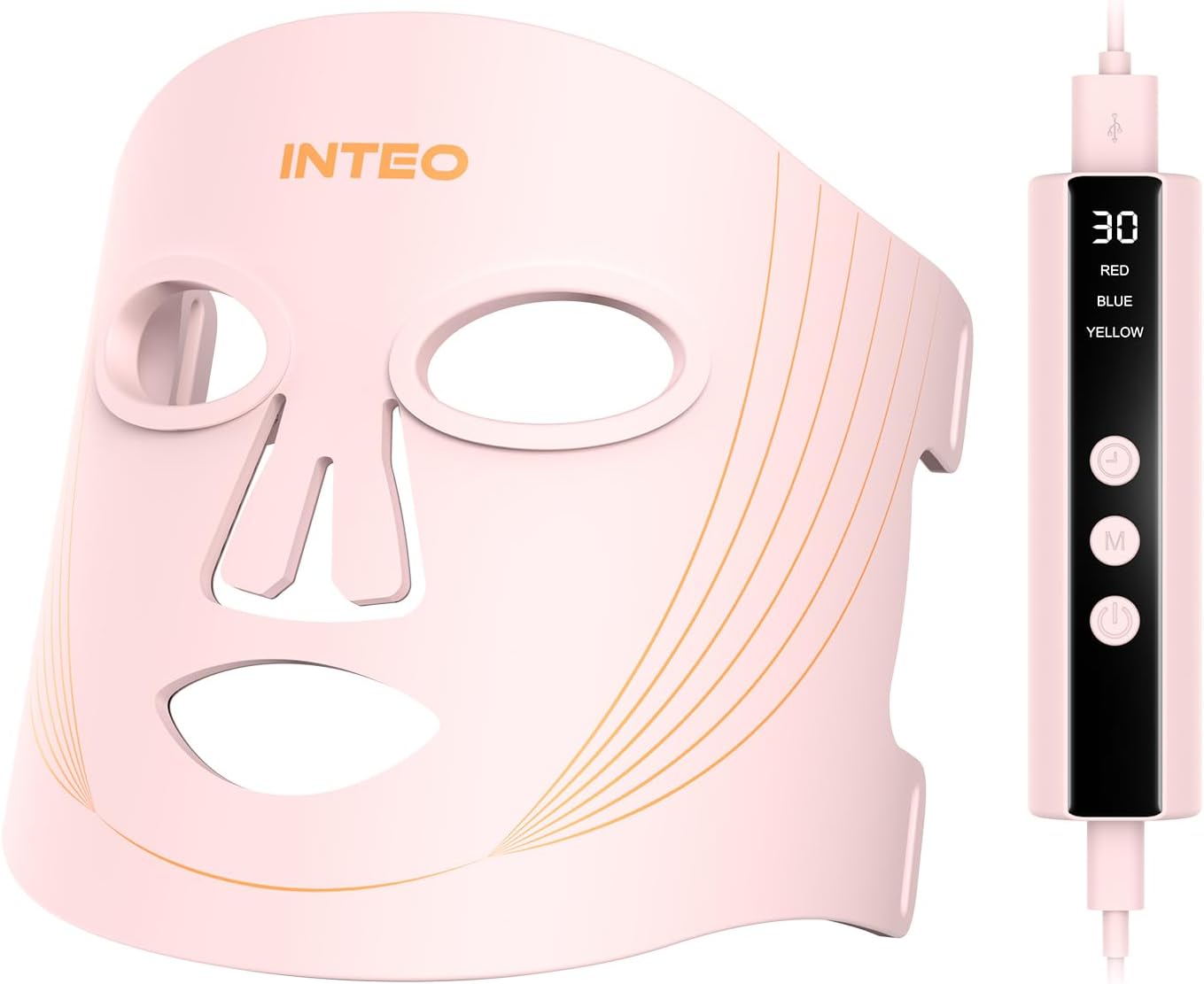 Red Light Therapy for Face, 3 Modes Portable Led Face Mask Light Therapy with Remote, Infrared Light Mask with Timing Function, Led Light Therapy At Home, Pink