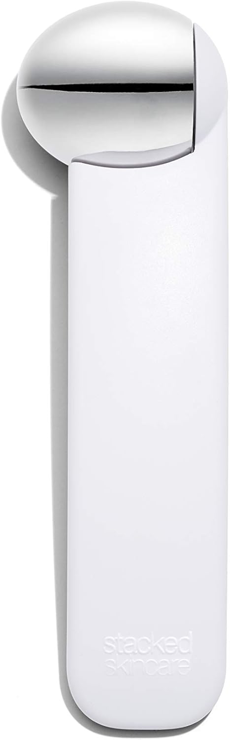 StackedSkincare Ice Roller for Face and Eyes - Stainless Steel Facial Ice Roller for Puffiness, Undereye Bags, Redness, Skin Cooling, and Lymphatic Drainage Massage - Face Roller for Women and Men