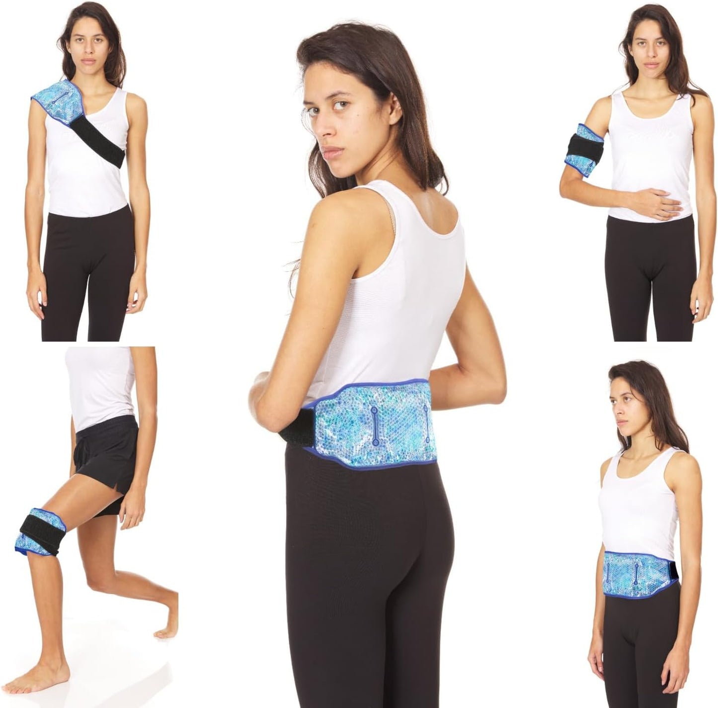 Premium Hot Cold Gel Bead Ice Pack by FOMI Care | Cool Compress for Lower Back, Shoulder, Knee, Bicep, Stomach | Coccyx, Sciatica, Tailbone Pain Relief | Flexible, Reusable Heating Pad | (Blue)