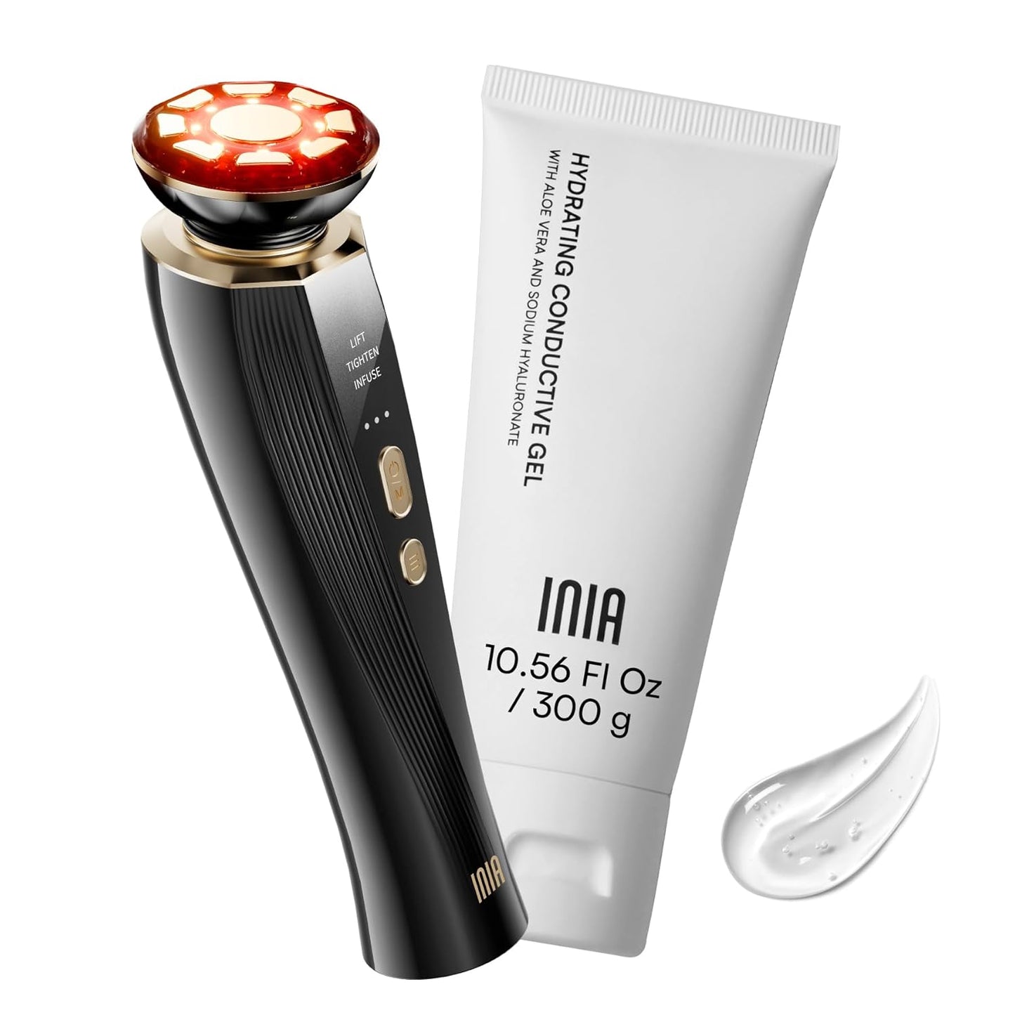 INIA 3-in-1 Red Light Therapy for Face and Neck, Skin Tightening Device True Beauty Glow Facial Massager for Skin Care, Effective Wrinkle Reduction Anti-Aging with Lifting, Tightening, Infusing