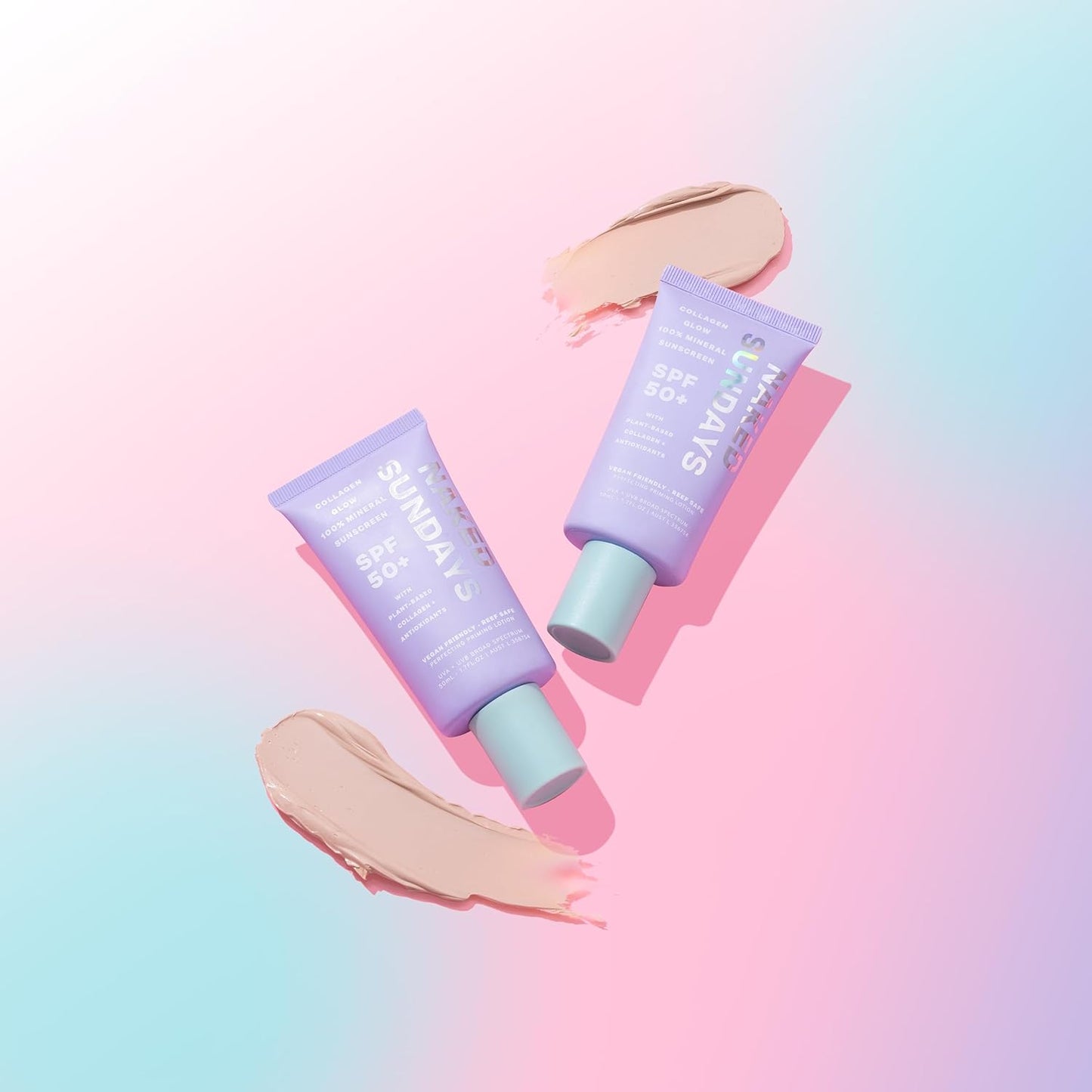 Naked Sundays SPF 50 Mineral Facial Sunscreen, Hydrating SPF with Zinc Oxide, Primer & Sheer Tint for Healthy Glow - 2 pack